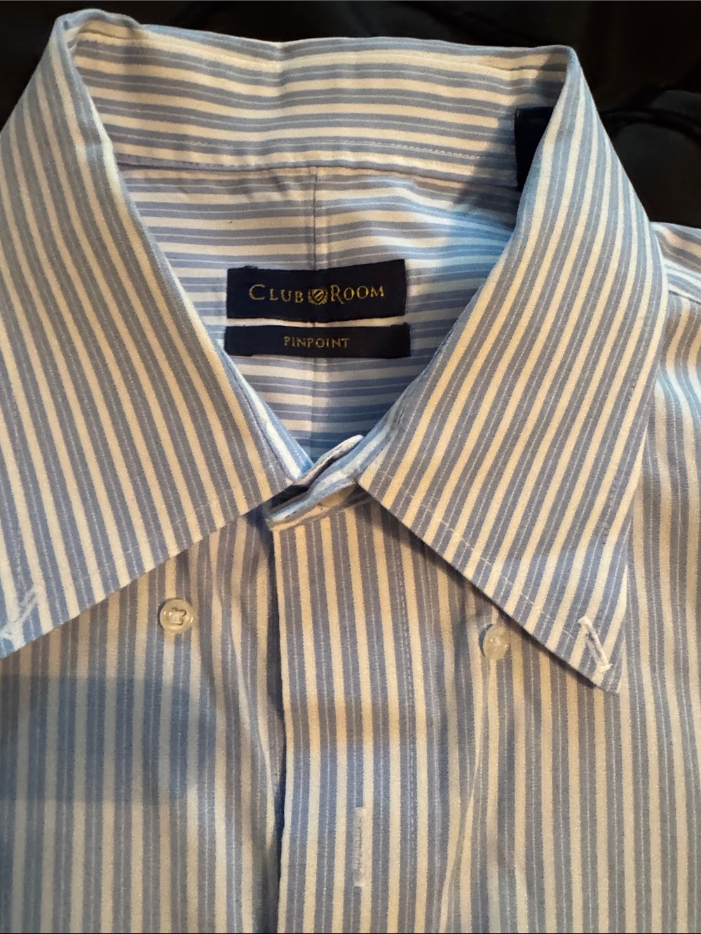 Club Room Light Blue and White Striped Dress Shirt